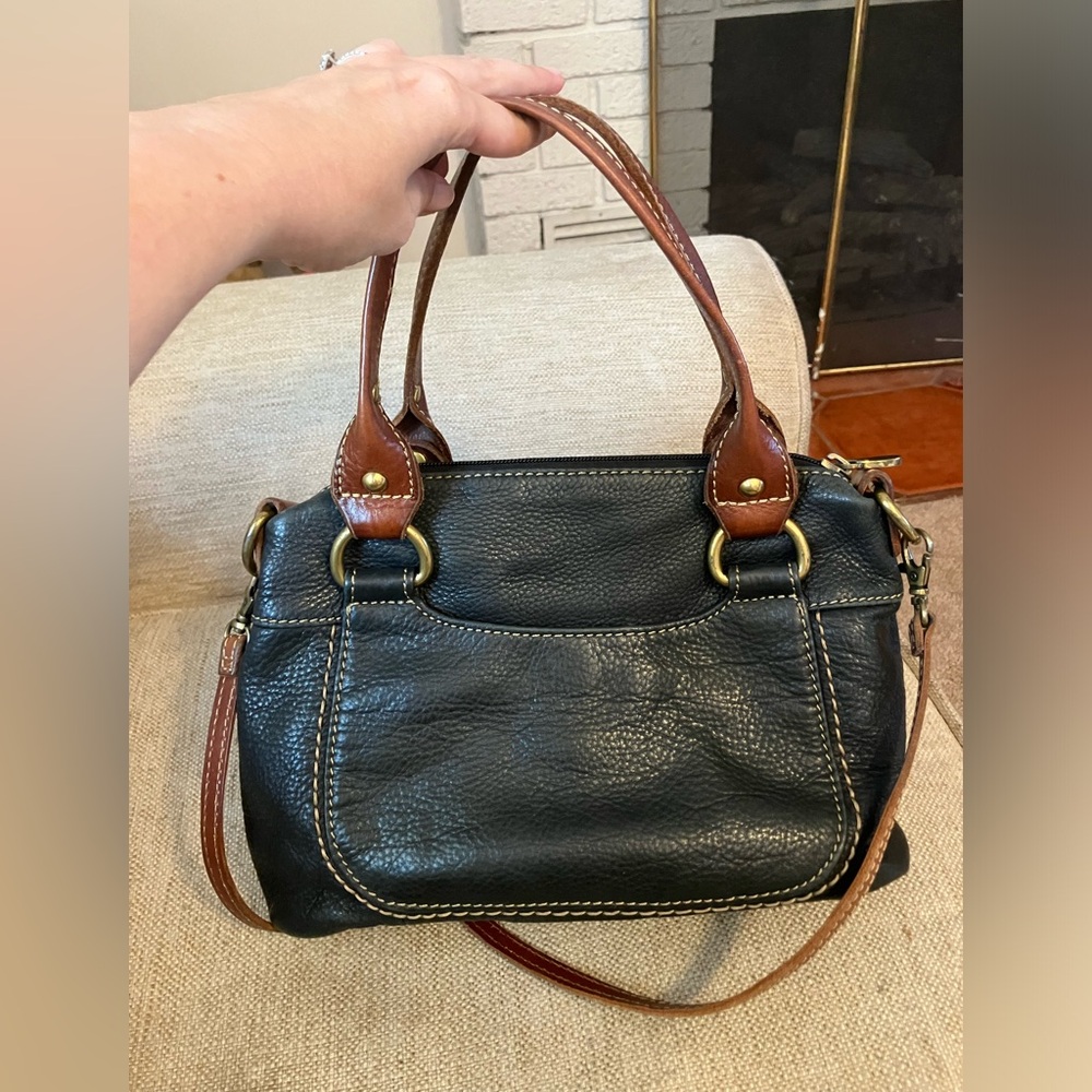 Fossil vintage black leather purse with lock and key